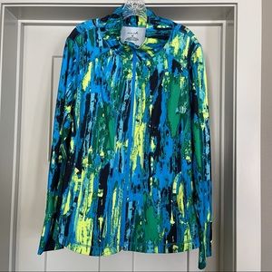 Exertek | Blue Green Oil Slick Base Layer Zip Jacket